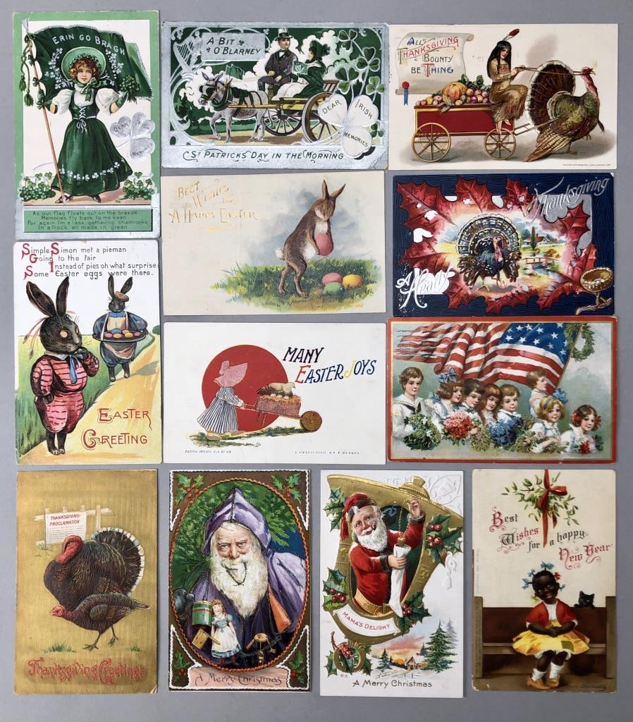 12 Antique Holiday Postcards 1908-1913 (1 of 13)