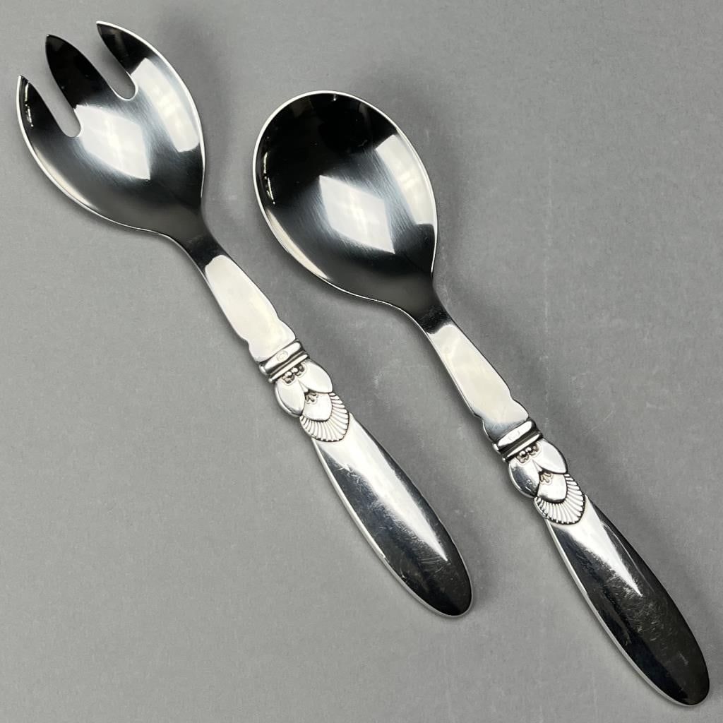 Georg Jensen Cactus Sterling Salad Serving Set (1 of 8)