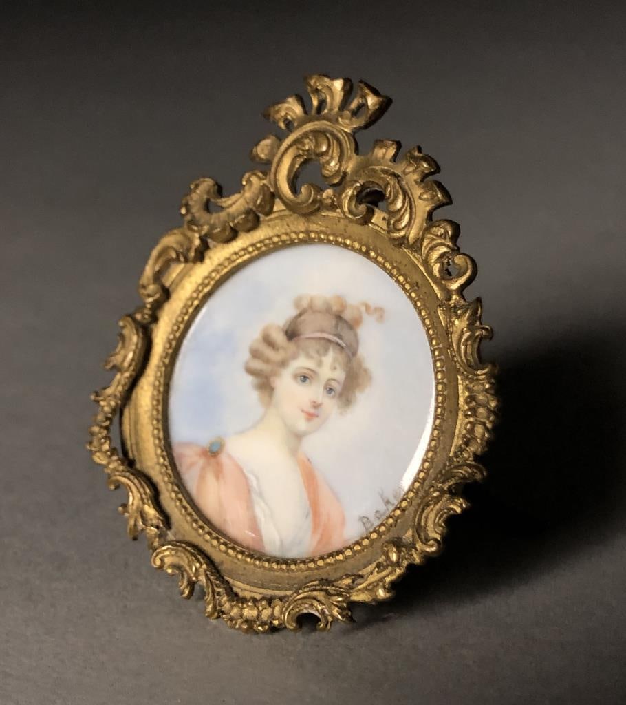 Antique Artist Signed Miniature Portrait (1 of 5)