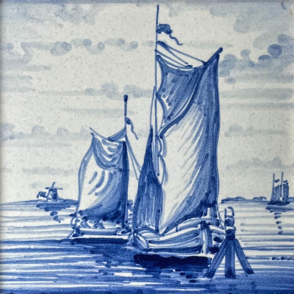 Framed Hand Painted Blue Delft Tile (1 of 5)