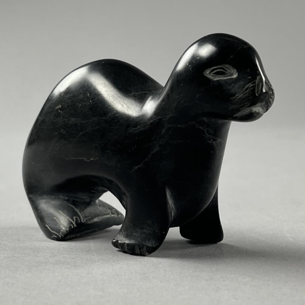 Inuit Soapstone Sculpture of a Seal Signed Ida (1 of 9)