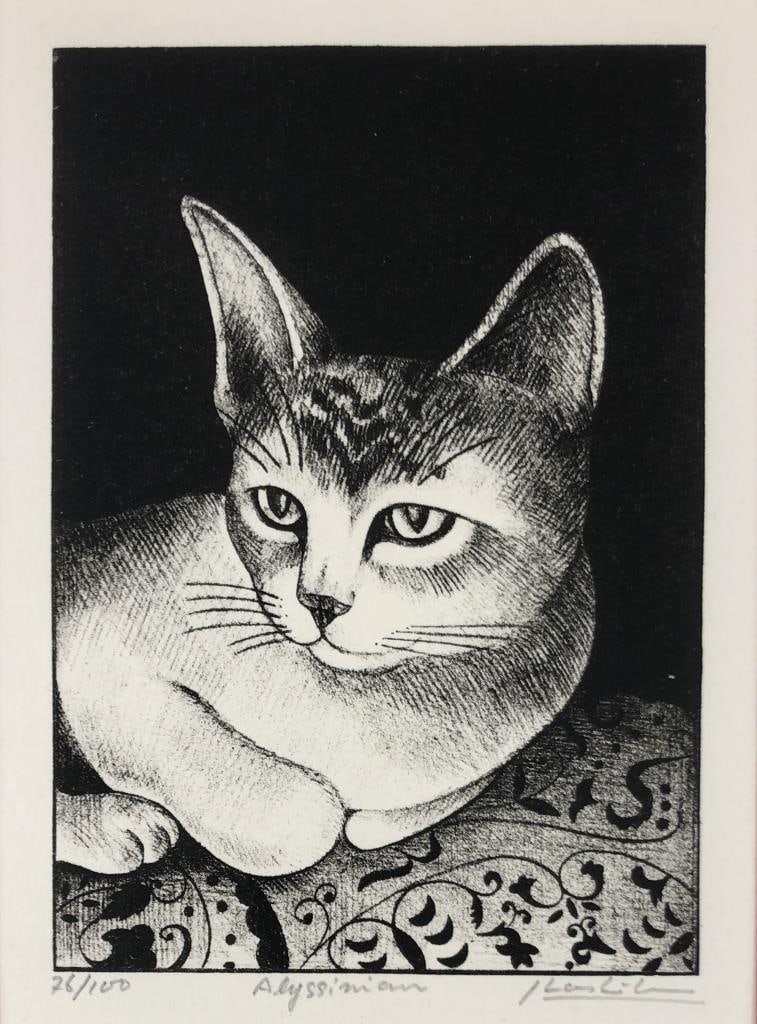 Hashiba Nobuo Lithograph Abyssinian 76/100 (1 of 9)