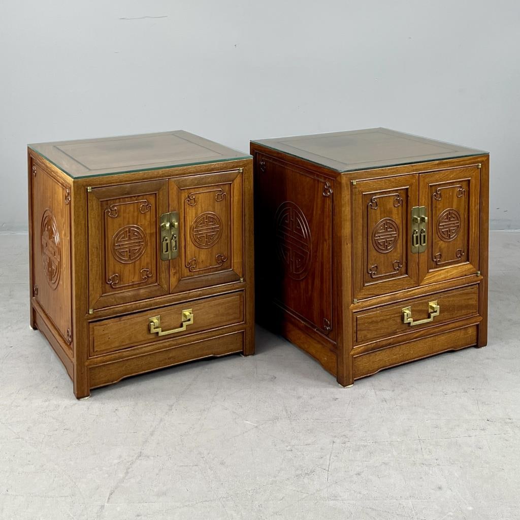 Pair of Carved Chinese Hardwood End Tables (1 of 17)