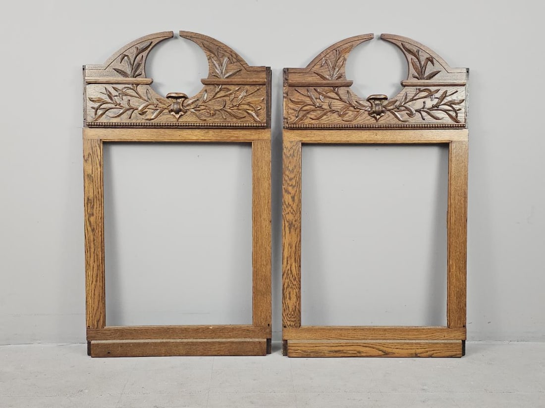Pair of Antique Oak Architectural Salvage Mirror (1 of 3)