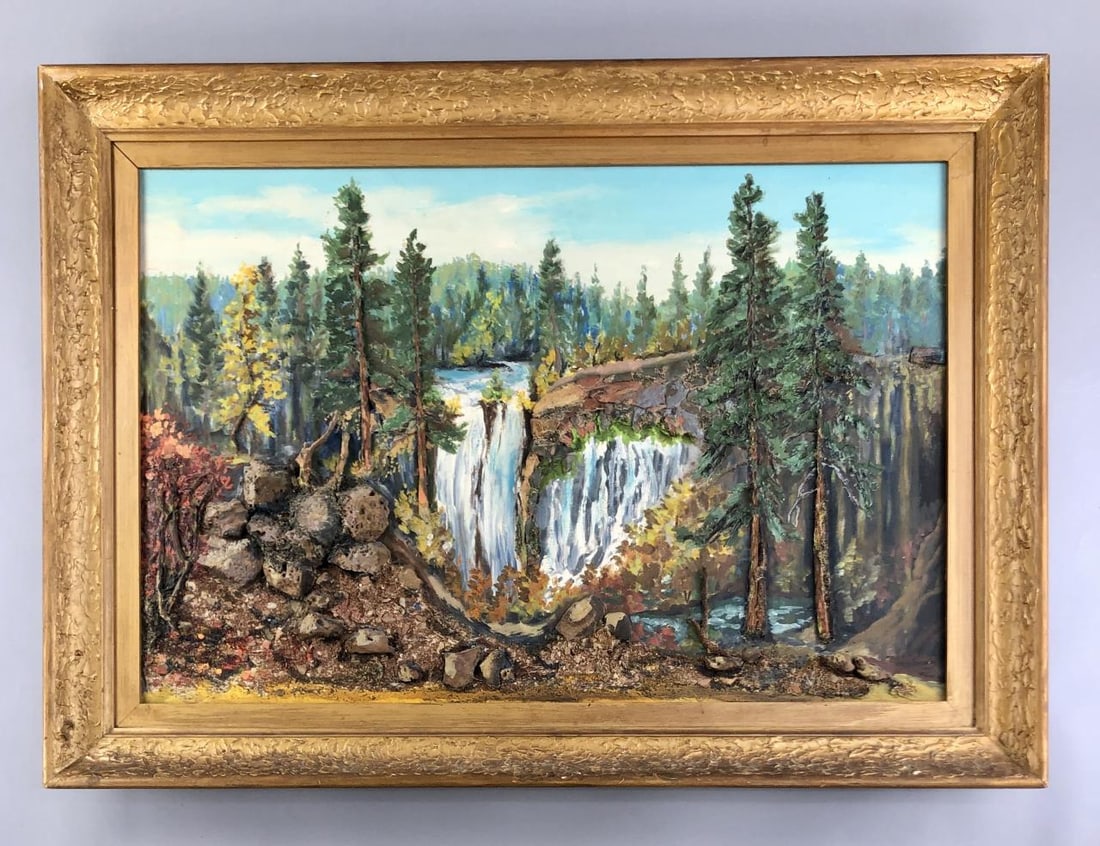 Three-Dimensional Landscape Painting of Waterfall (1 of 8)