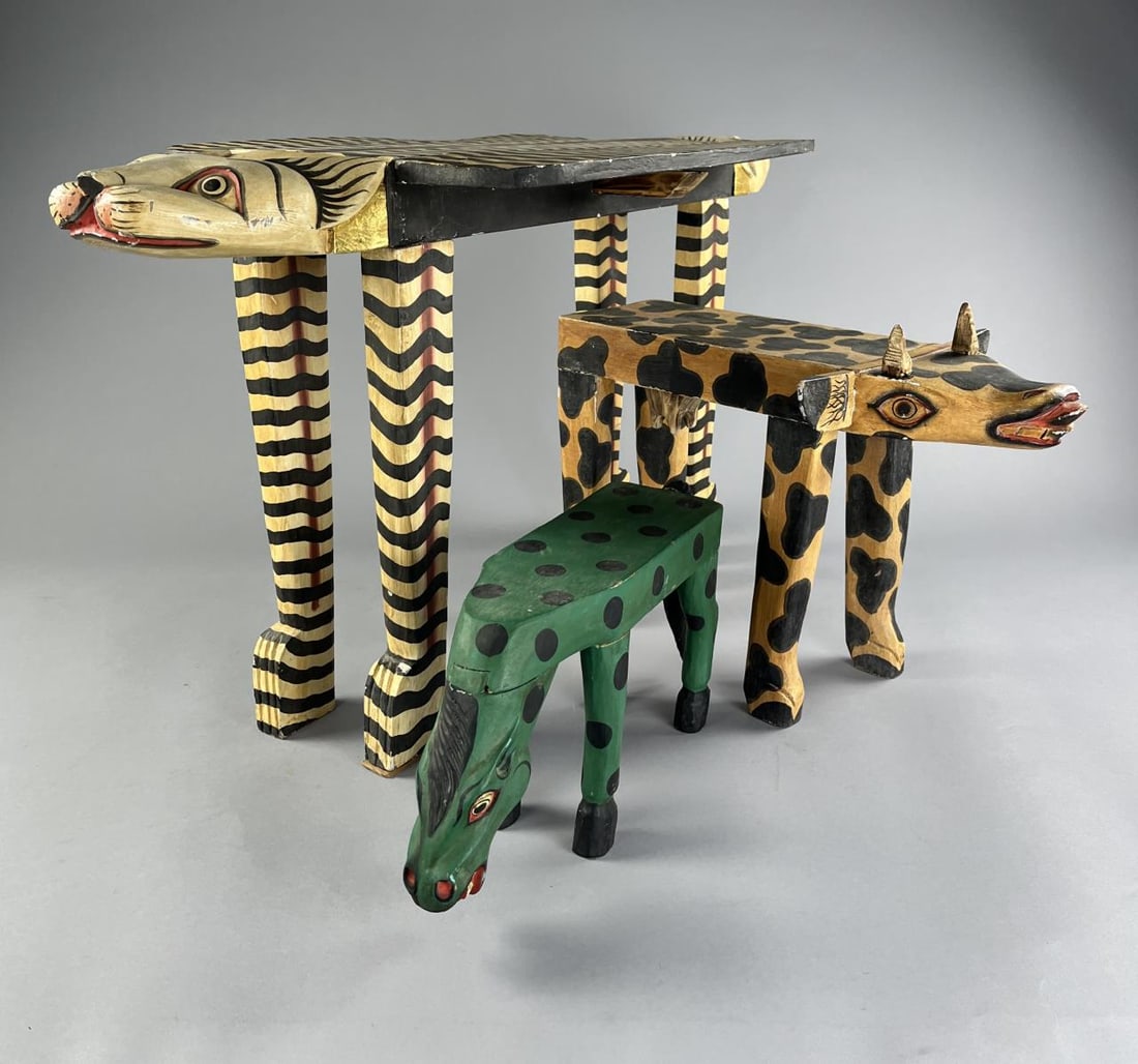 3 Balinese Folk Art Figural Animal Tables (1 of 11)
