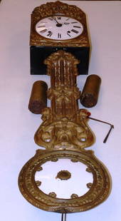 Ant. Peuchaud Fils French Pendulum Wt. Clock: Successeur De Gros A Chalais CN Depose With Weights and Clock Crank - Length 4.5 feet long - width 11"