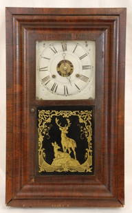 Ant. Seth Thomas Ogee Clock: With Weights and Pendulum, Case needs repair - some veneer damage 15.25"W, 24" H