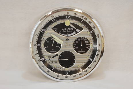 Citizen Eco-Drive Advertising Clock: 13.5'' diameter - working condition