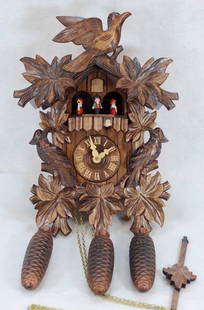 German Cuckoo Clock with Music: Edleweiss Music by Reuge One Piece of Trim missing - 16" x 12"