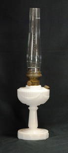 Aladdin Alacite "Tall" Lincoln Drape Oil Lamp: Nu-Type Model B Oil Lamp With Original Chimney - 14" base - 26" with chimney