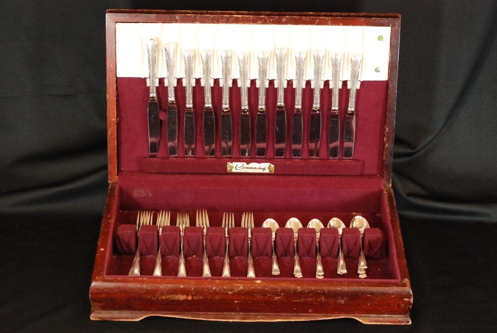 Gorham 36-Piece Sterling Silverware Set: Gorham Sterling Pat. 1938 Knife blades are stainless steel - Spoons and forks 26.8 troy ounces plus 12 knives that are stainless and sterling.