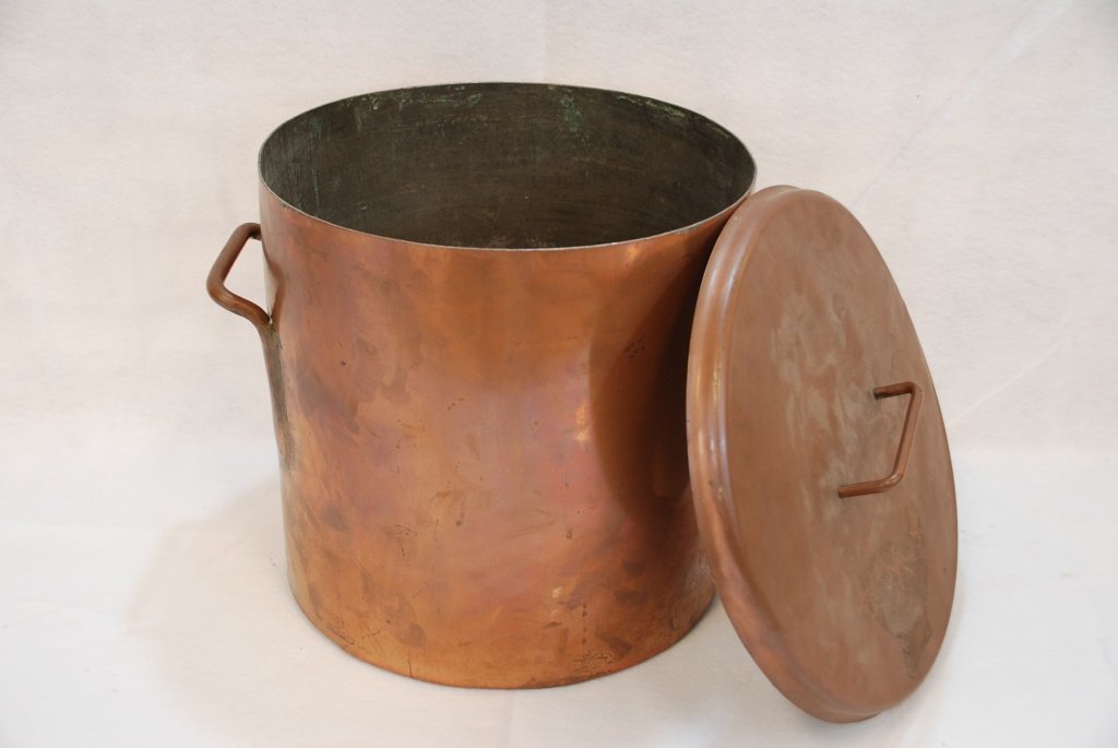 5 Gallon Heavy Copper Pot with Lid: 14"H, 15"W at handles