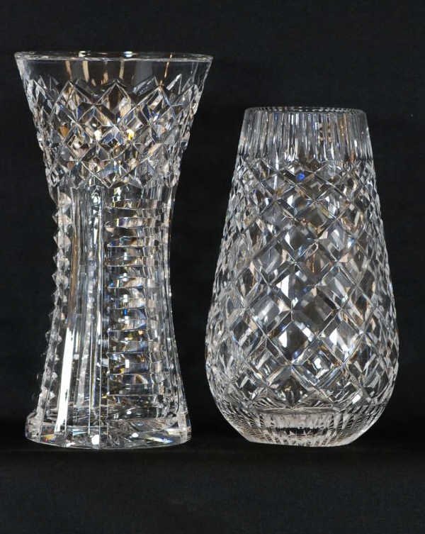 Two Signed Waterford Crystal Vases: 8"H, no chips or cracks 7"H, no chips or cracks