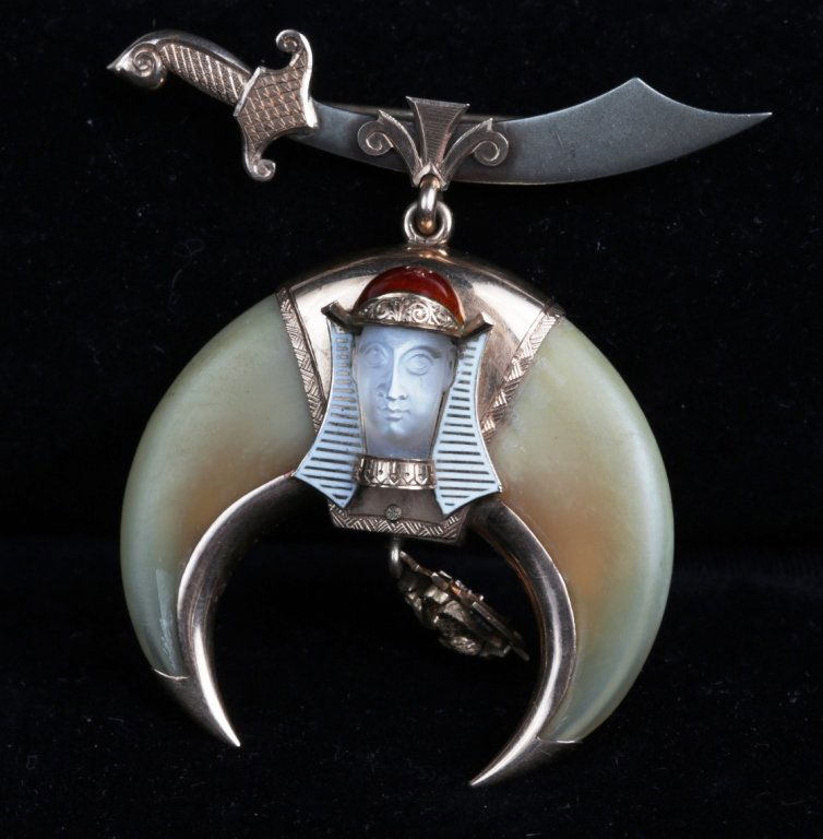 ANTIQUE 14K GOLD SHRINER MASONIC  PIN, DATED 1891 (1 of 2)