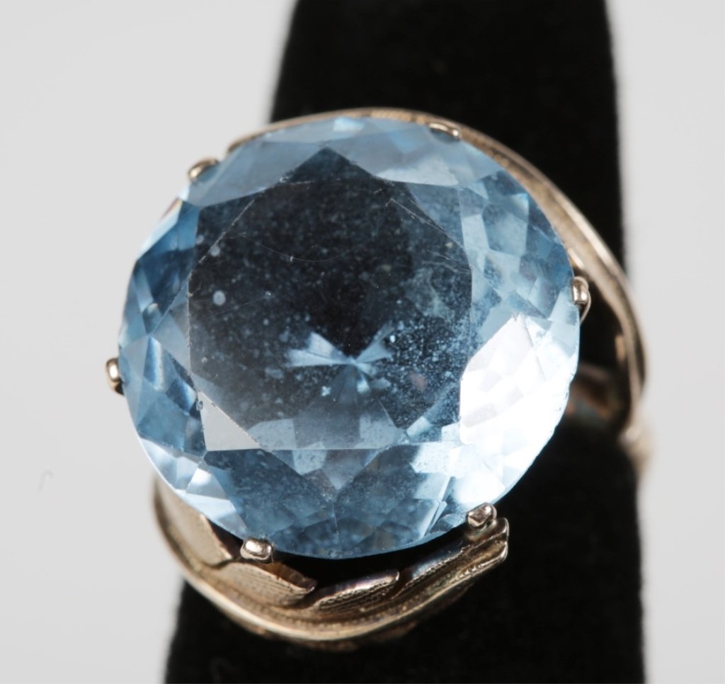 14k YG and BLUE TOPAZ LADIES COCKTAIL RING (1 of 5)