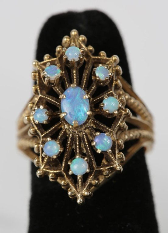 14k YG & 9 OPAL LADIES COCKTAIL RING (1 of 3)