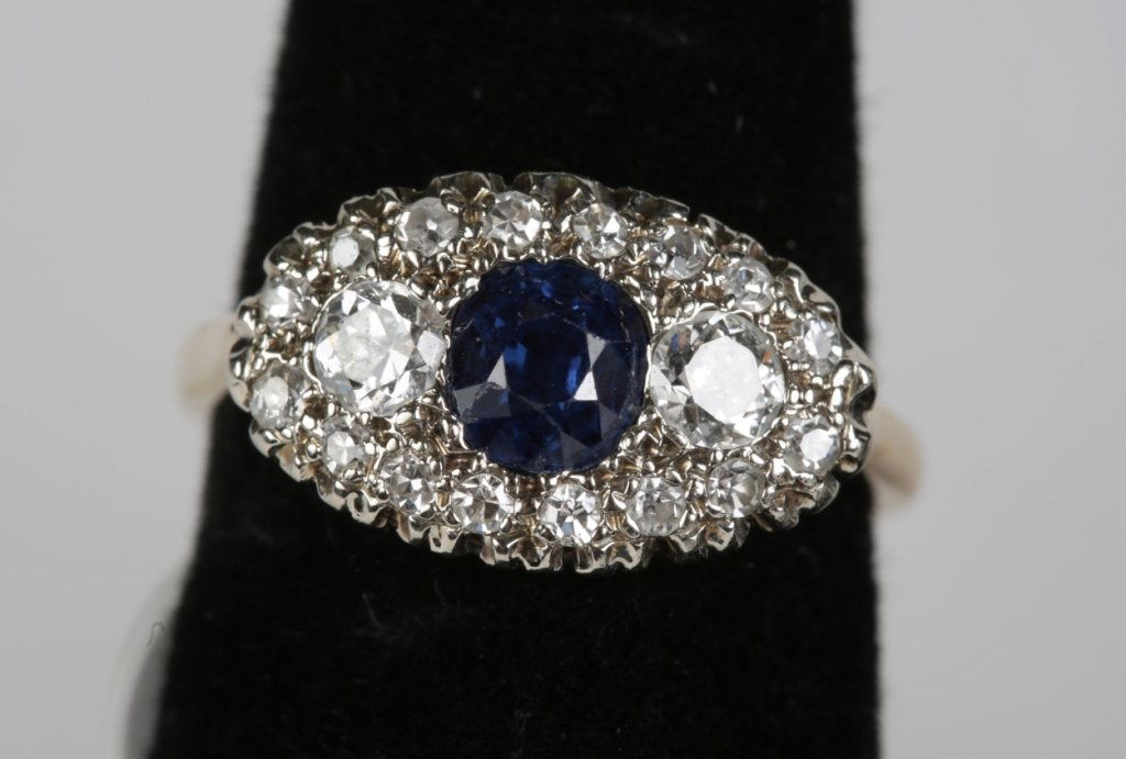 14k YG SAPPHIRE & DIAMOND DINNER RING (1 of 3)