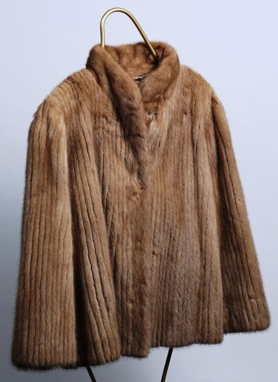 CHAMPAGNE STRIPPED MINK FUR JACKET: Size Small - Capital Furs Lansing