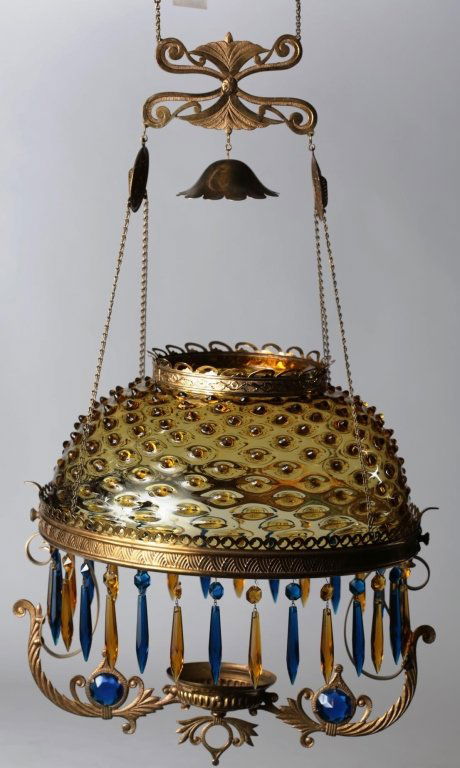 HANGING OIL LAMP FIXTURE with PRISMS (1 of 3)