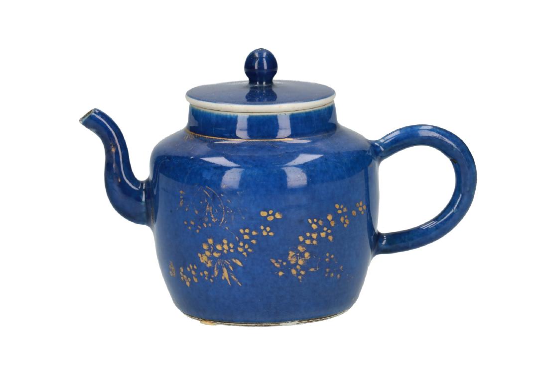 A powder blue gilt decorated teapot with cover. Cover (1 of 1)