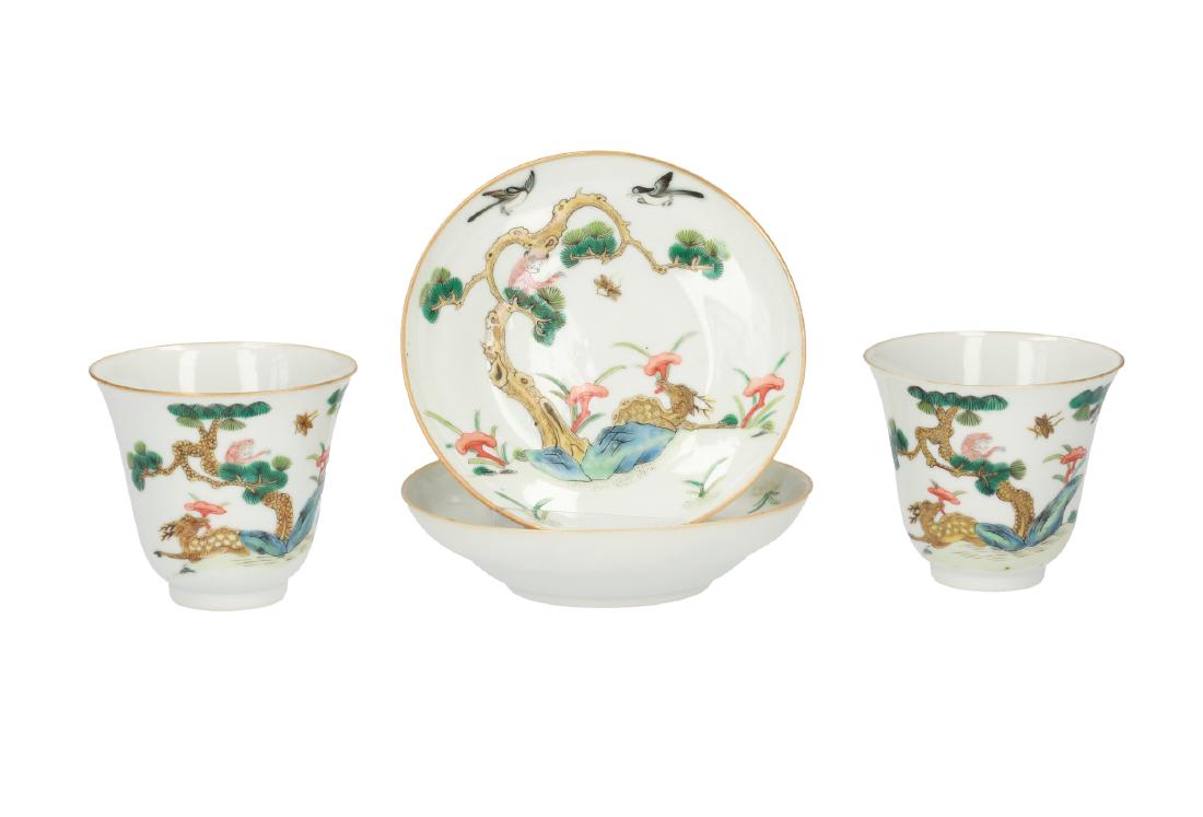 A lot of two polychrome porcelain cups with saucers, (1 of 1)