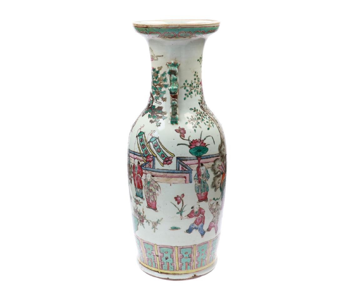 A polychrome porcelain vase, decorated with figures and (1 of 5)