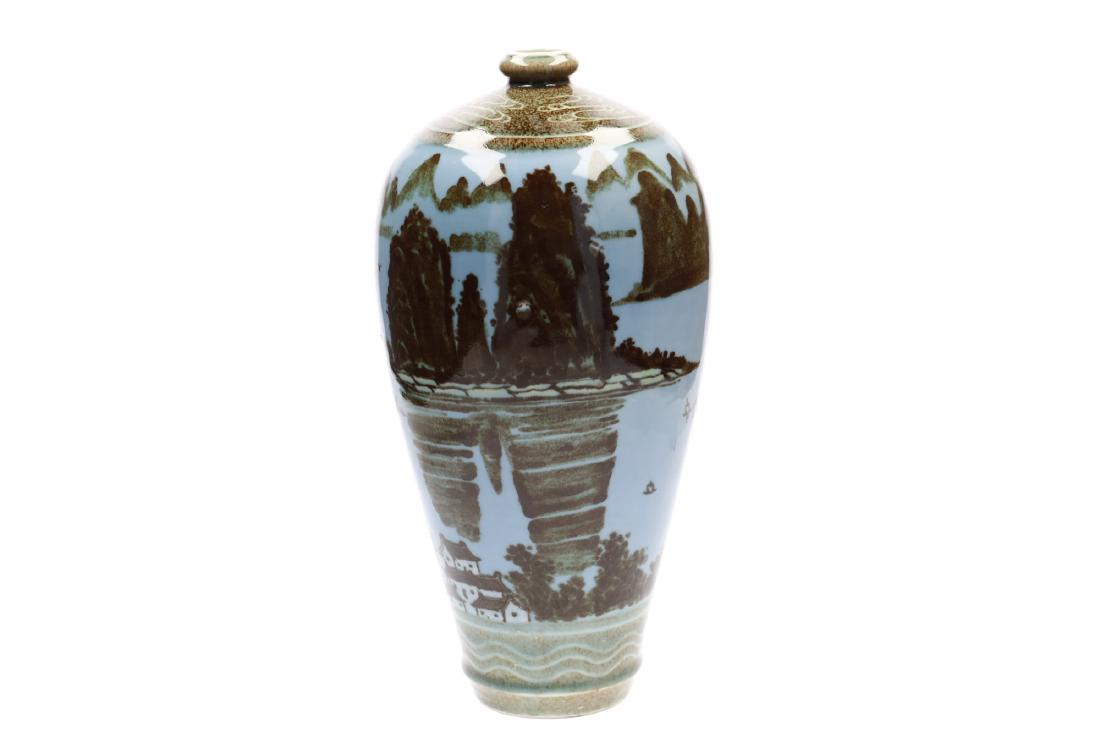 A polychrome porcelain vase decorated with village near (1 of 5)