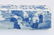A rectangular blue and white porcelain scroll weight, - 4