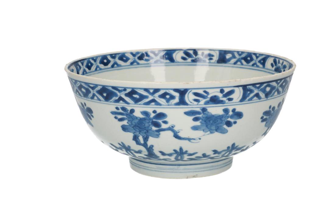 A pair of blue and white porcelain bowls with floral (1 of 2)