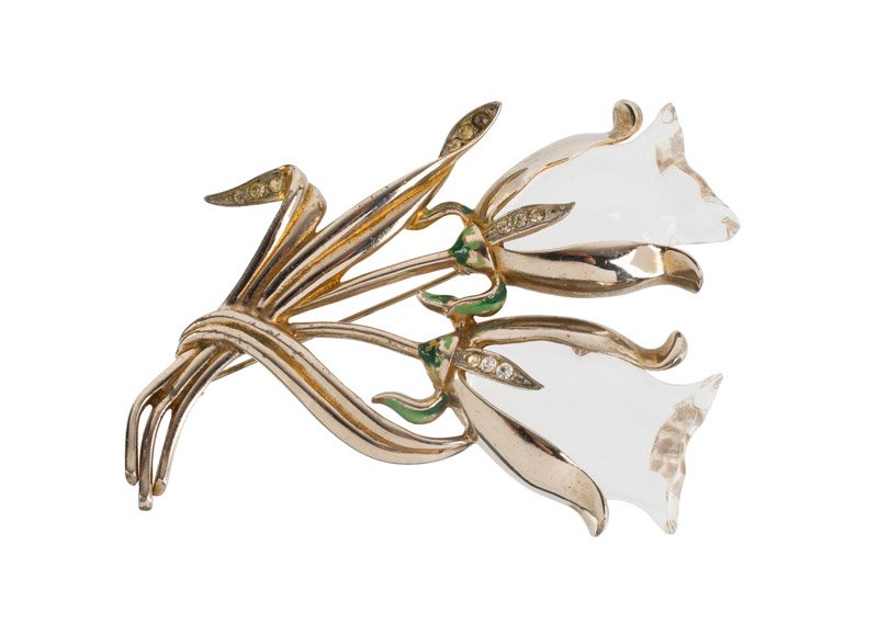 An Anonymous silvertone floral brooch, set with (1 of 1)