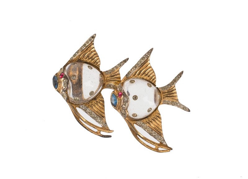 A Coro duette 'Jelly Belly' sterling goldtone fish (1 of 3)