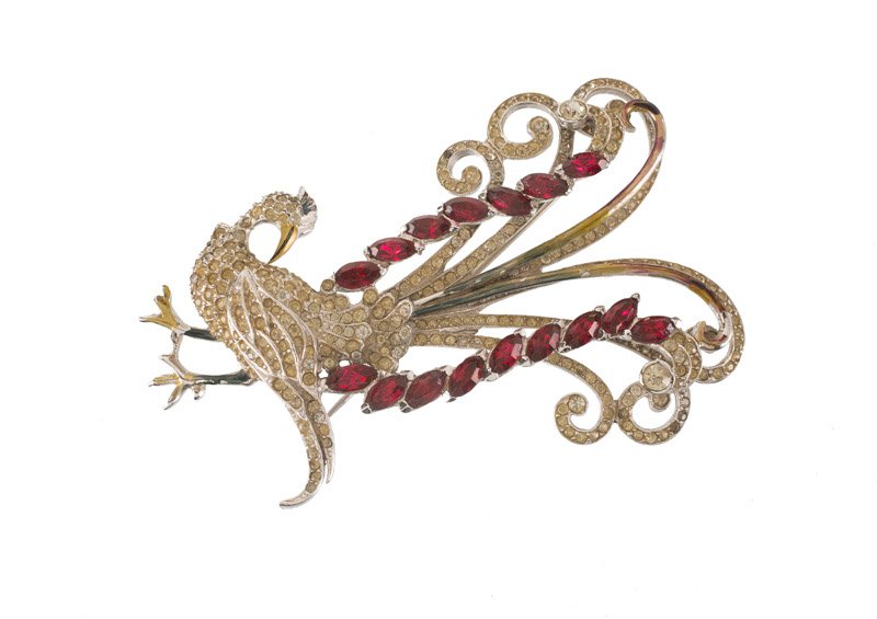 A Coro sterling brooch in the shape of a peacock, set (1 of 3)