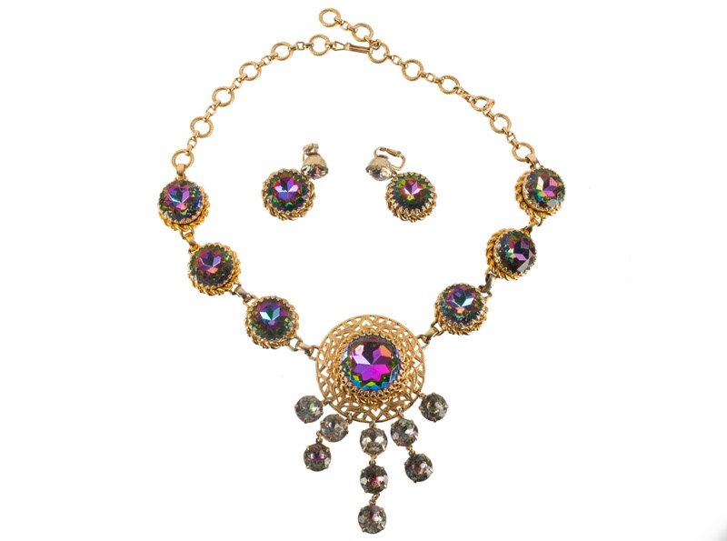 An Elsa Schiaparelli goldtone necklace and pair of (1 of 1)