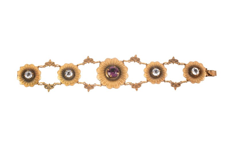 A Joseff Hollywood goldtone bracelet set with purple (1 of 2)