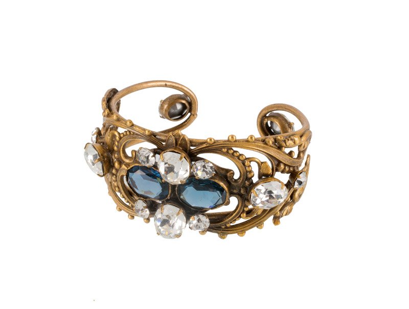A Joseff Hollywood goldtone bracelet, set with blue (1 of 2)