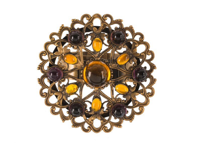 A Joseff Hollywood goldtone bracelet, set with purple (1 of 2)