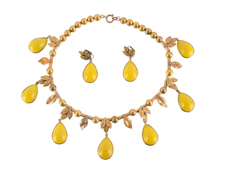 A Joseff Hollywood goldtone necklace and pair of (1 of 1)