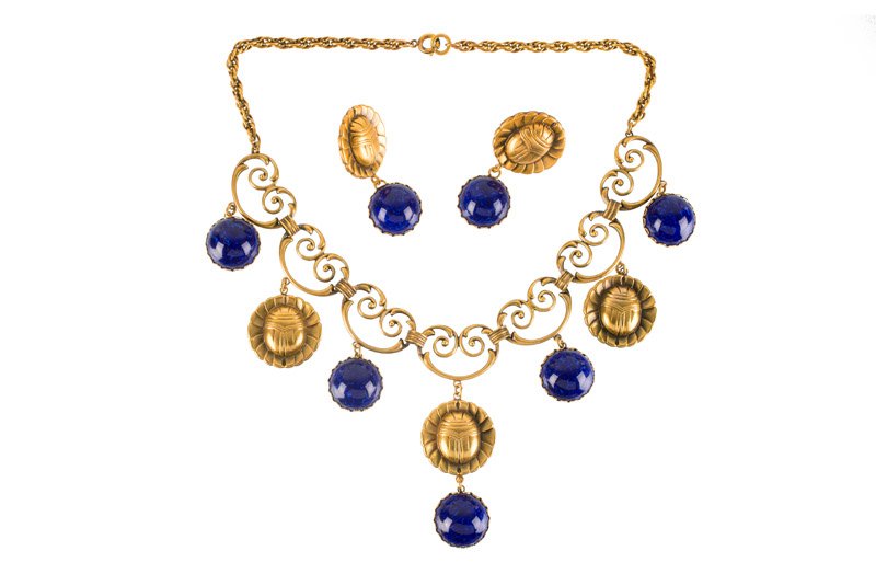 A Joseff Hollywood goldtone necklace and pair of (1 of 1)