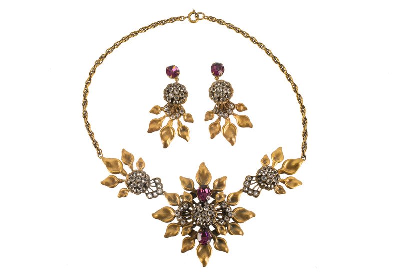 A Joseff Hollywood goldtone necklace and pair of (1 of 2)