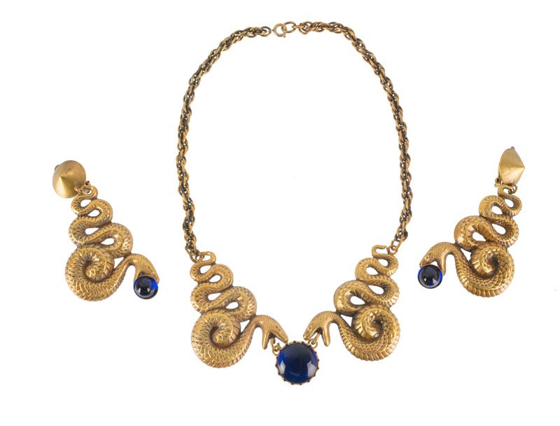 A Joseff Hollywood goldtone necklace and pair of (1 of 2)