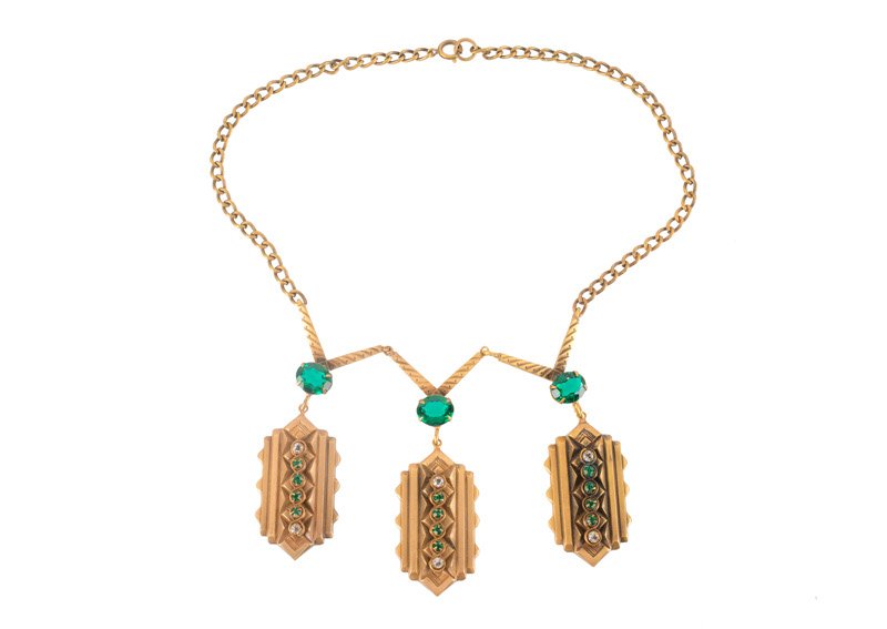 A Joseff Hollywood goldtone necklace with three (1 of 2)