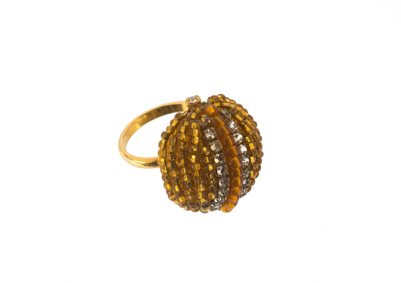A Miriam Haskell goldtone ring, set with orange stones (1 of 1)