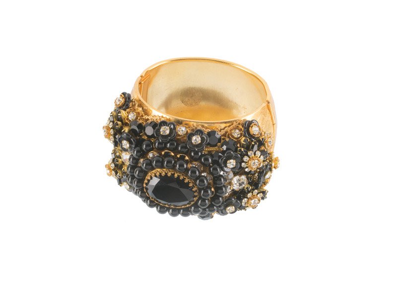 A Stanley Hagler cuff bracelet, set with black stones (1 of 2)