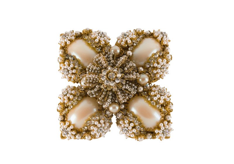 A Stanley Hagler goldtone brooch set with rhinestones (1 of 2)