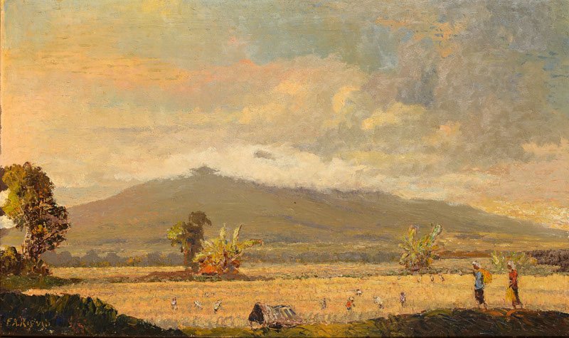 Frederik Anton Kievits (1887-1951), 'The rice harvest',: Frederik Anton Kievits (1887-1951), 'The rice harvest', signed lower left, canvas, 51 x 85 cm.
