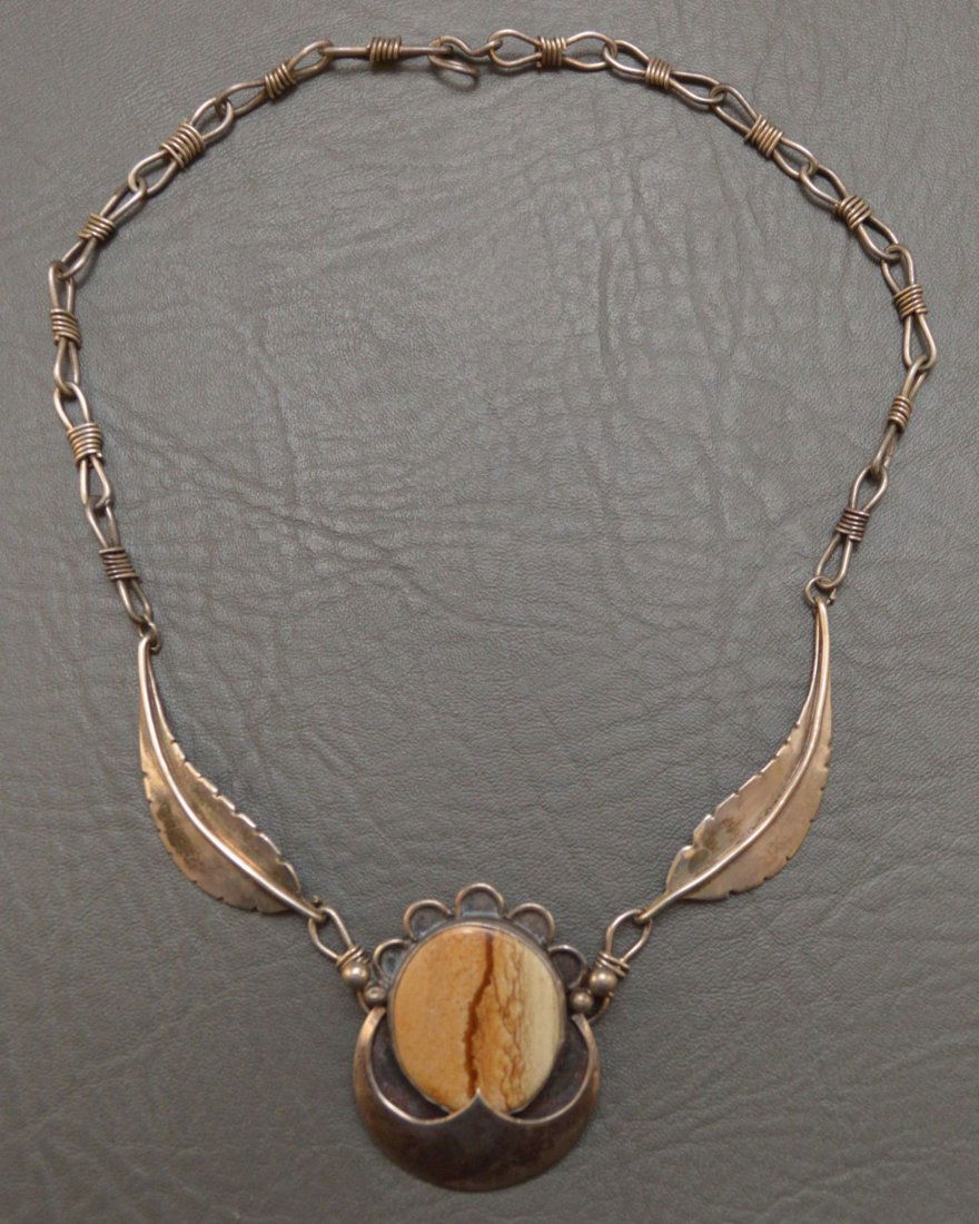 NAVAJO SILVER NECKLACE AND BROACH (1 of 5)