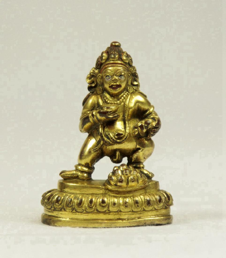 Small Sino-Tibetan Gilt Bronze Figure of Mahakala (1 of 2)