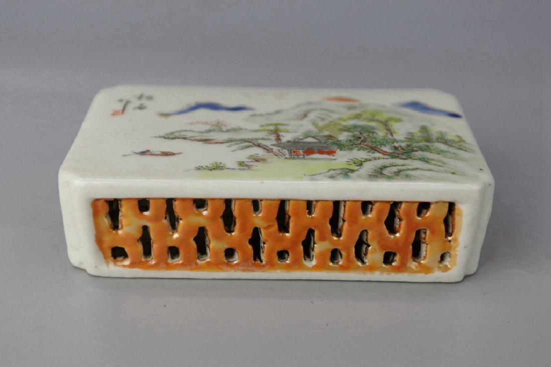 Chinese Famille Rose Porcelain Scroll Weight (1 of 4)