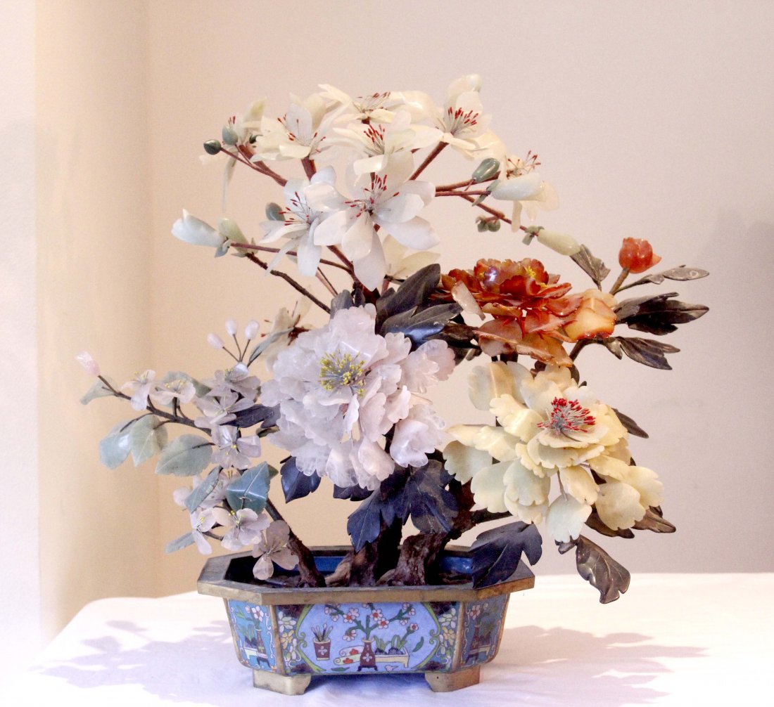 A Chinese Jade and Hardstone Flowering Tree (1 of 1)
